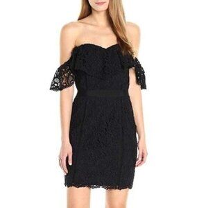 Adelyn Rae Maddie Off The Shoulder Black Lace Mini Dress Size S